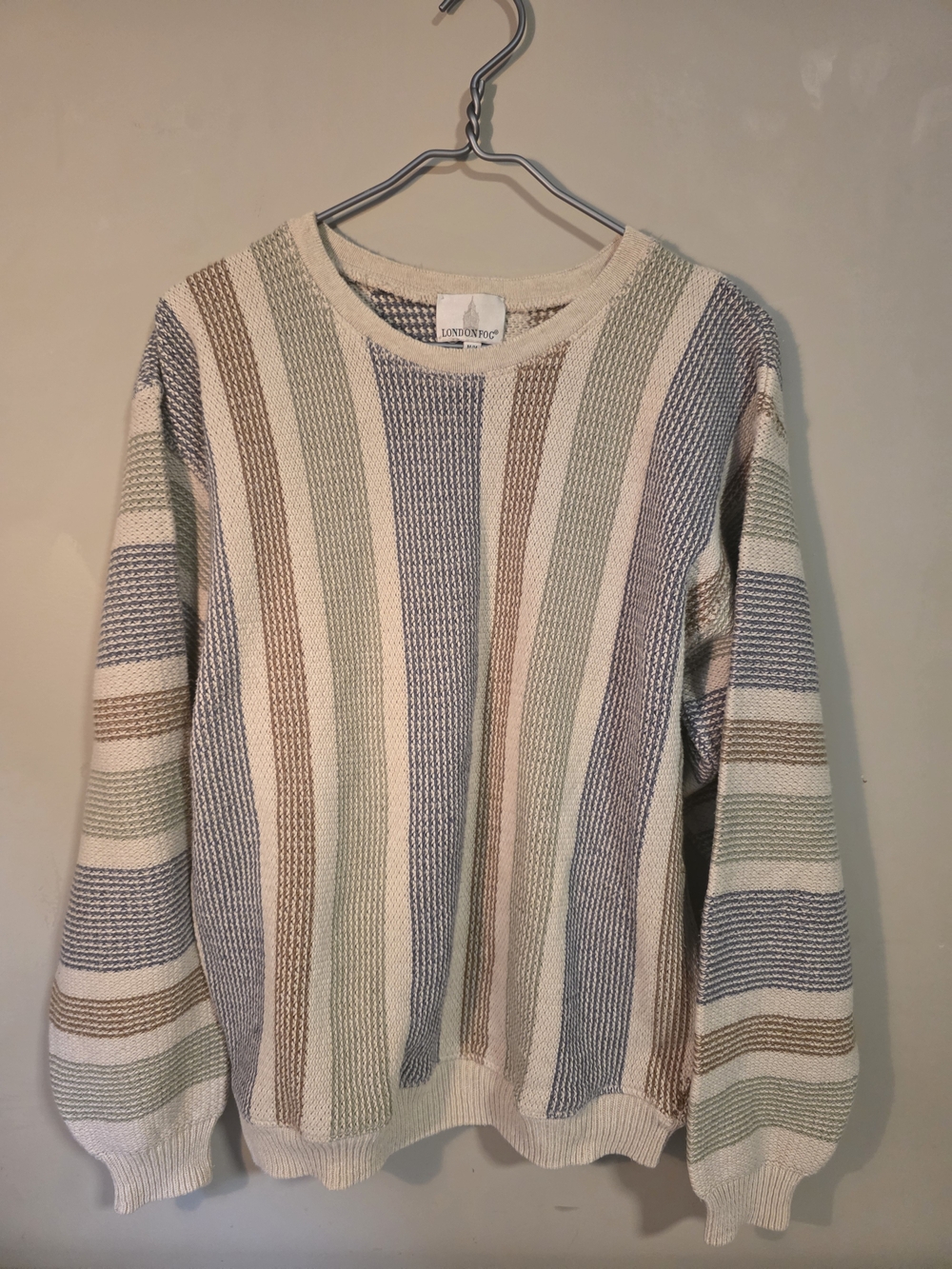 Vintage 90s London Fog Textured Vertical Striped Sweater